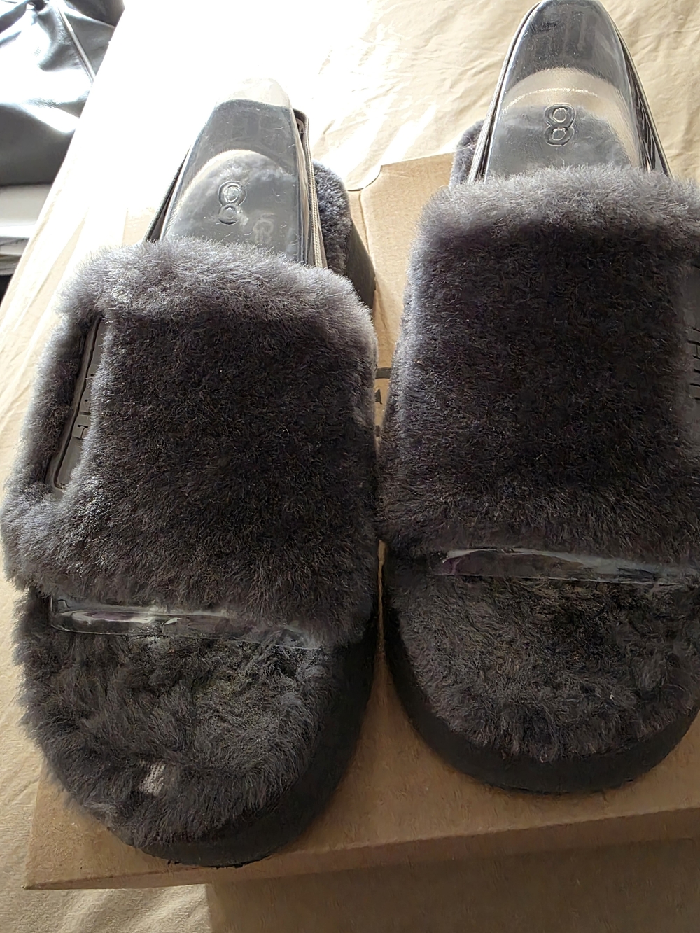 UGG Women's Charcoal Fluff Slide — Plush Shearling Strap - Picture 8 of 9